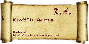 Király Ambrus névjegykártya